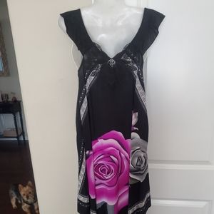 Rose Swing Black Sun A Line Dress